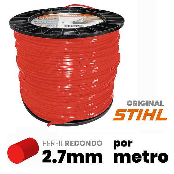 Fio de Nylon Stihl - Vermelho - Perfil Redondo - 2.7mm - Por Metro