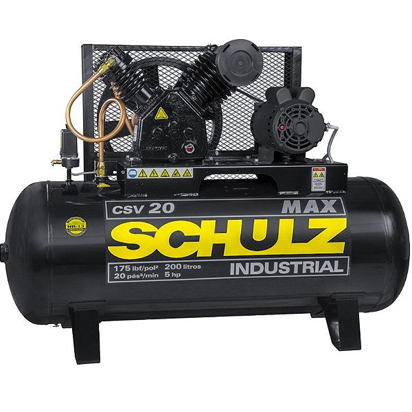 Compressor Schulz CSV 20/200 Max - 20pcm 5HP 200L 175psi - Monofasico 220V (922.9303-0)