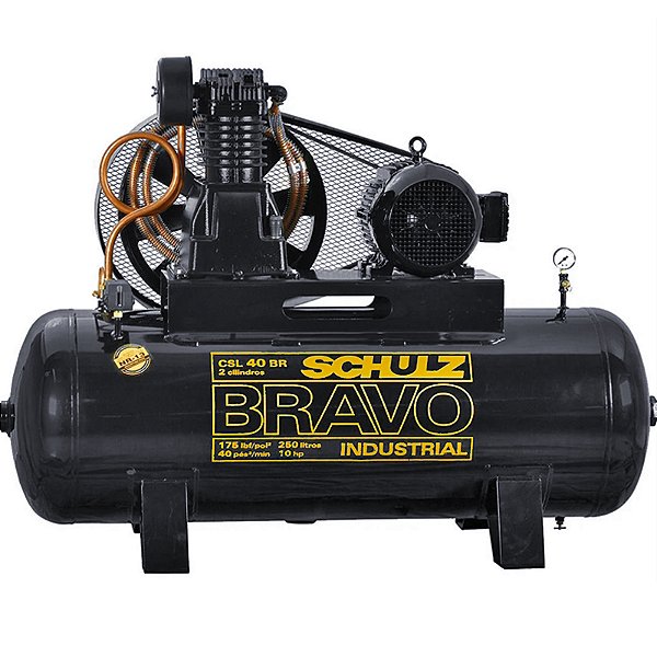 Compressor Schulz Bravo CSL 40/250 - 40pcm 10HP 250L 175psi - Trifasico 220/380V - Motor Blindado (IP55 - 922.9234-0)