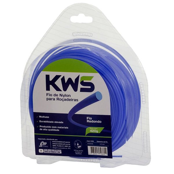 Estojo Fio Nylon Redondo KWS (CCM) - 3.00mm 420g (Azul) NR300
