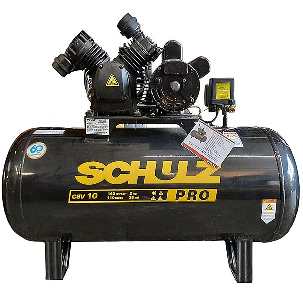 Compressor Schulz Pro CSV 10/110 - 10pcm 2HP 110L 140psi - Monofasico 220V - 921.7753-0 (Seminovo)