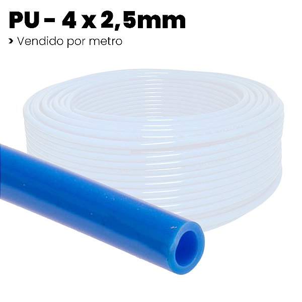 Mangueira Compressor PU Azul - 4 x 2.5mm - Por Metro