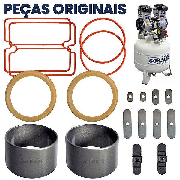 Kit Reparo do Compressor Odonto Schulz CSD 10 - Anéis + Juntas + Palhetas + Camisa