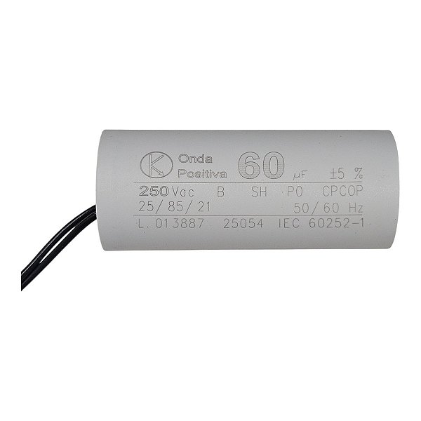 Capacitor Permanente - Onda Positiva - 250V - 60uF - Cabo