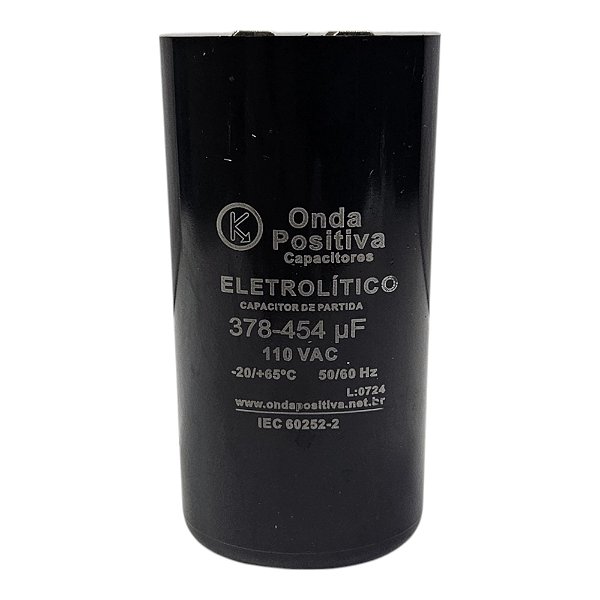 Capacitor Eletrolítico de Partida Onda Positiva - 378/454uF x 110V