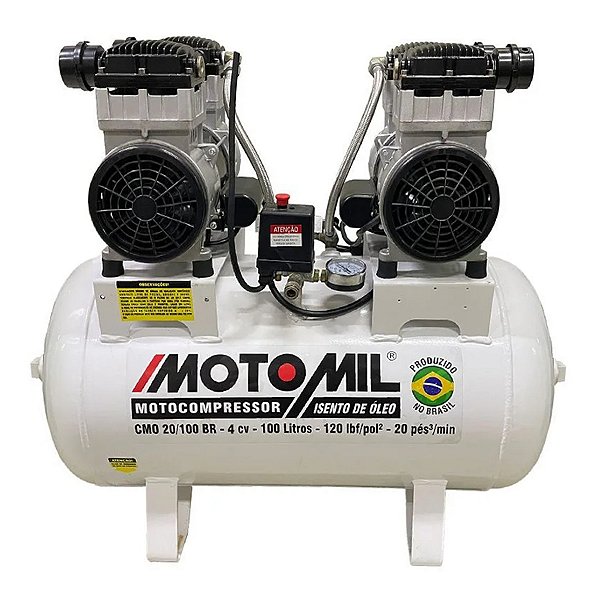 Motocompressor Motomil CMO 20/100 - 100L 120psi - 220V - Silencioso e Isento de Oleo (46691.0)