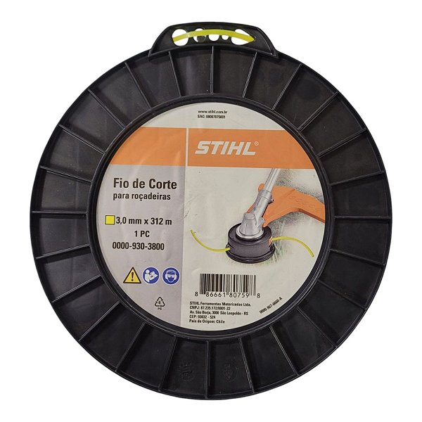 Carretel Fio de Nylon Stihl - Amarelo - Perfil Quadrado - 3.0mm x 312m