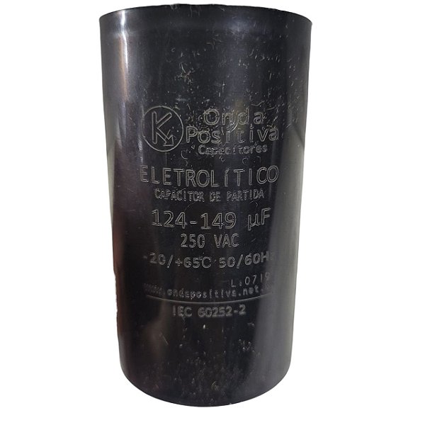 Capacitor Eletrolítico de Partida - Onda Positiva - 250V - 124/149uF