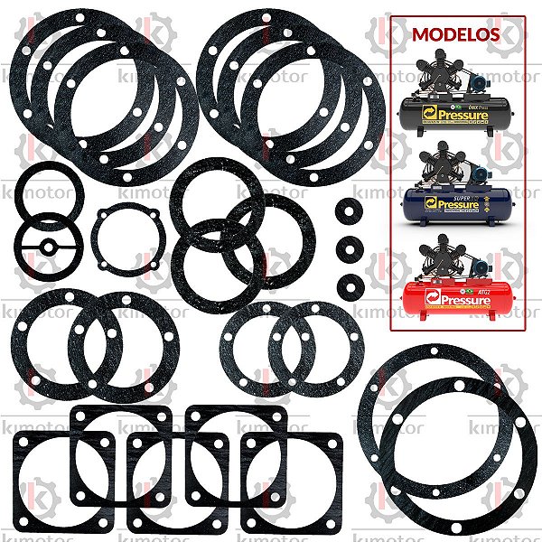 Jogo de Juntas Compressor Pressure ON 60 W c/ Tela - PLL (KIT013-376)