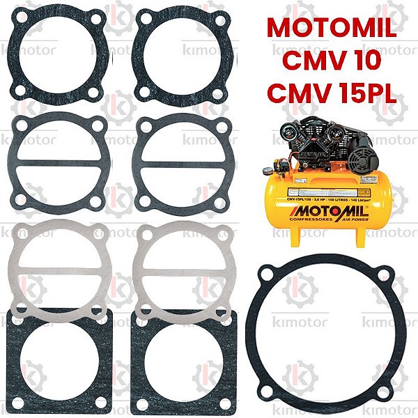 Jogo de Juntas Compressor Motomil CMV 10 e CMV 15 PL - PLL (16225.3)