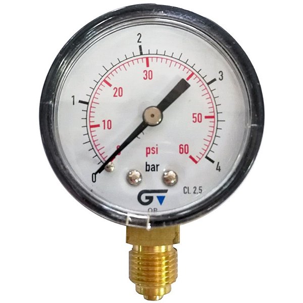 Manometro Vertical - em ABS - Rosca 1/4 - 60psi ou 4bar - 53mm (729501)