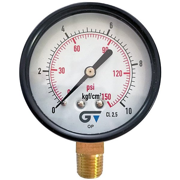Manometro Vertical - em Aço - Rosca 1/4 - 150psi ou 10bar - 63mm (729542)