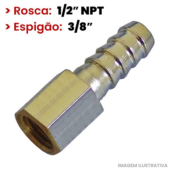 Espigão Fixo Fêmea - 1/2 F x 3/8 E NPT - (720110)