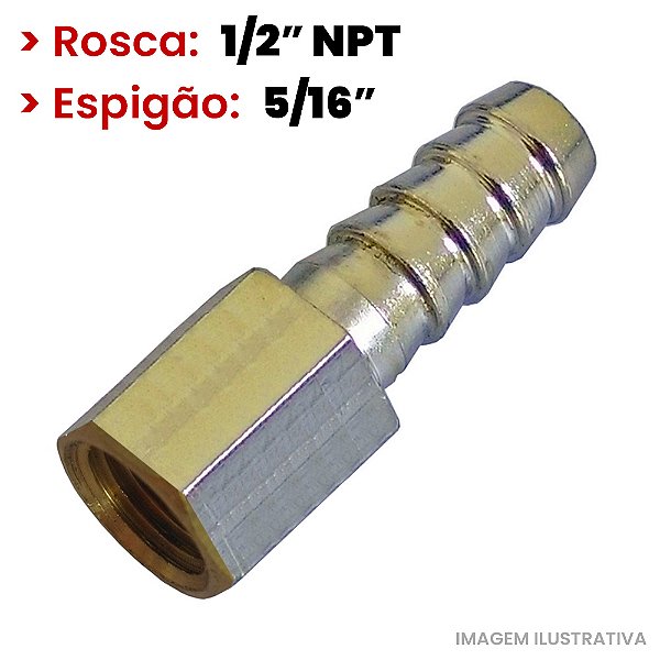 Espigão Fixo Fêmea - 1/2 F x 5/16 E NPT - (720109)
