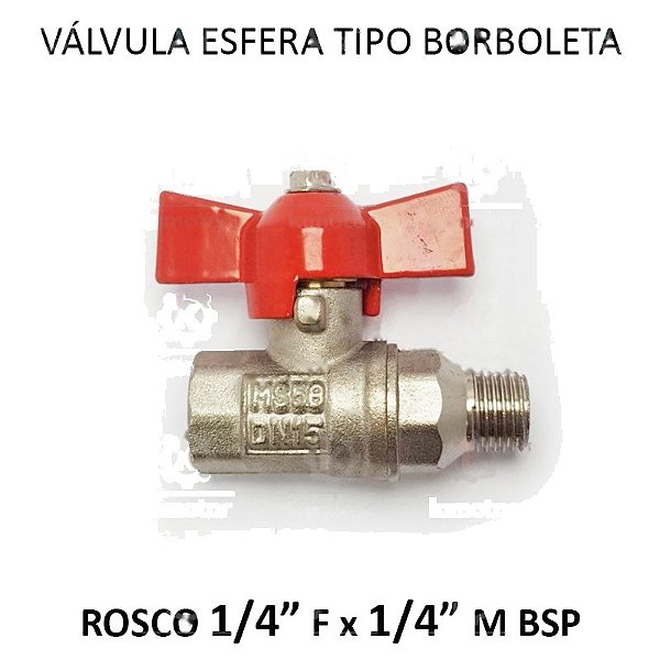 Válvula Esfera Borboleta Vermelha Arcom - 1/4 MF (726103)