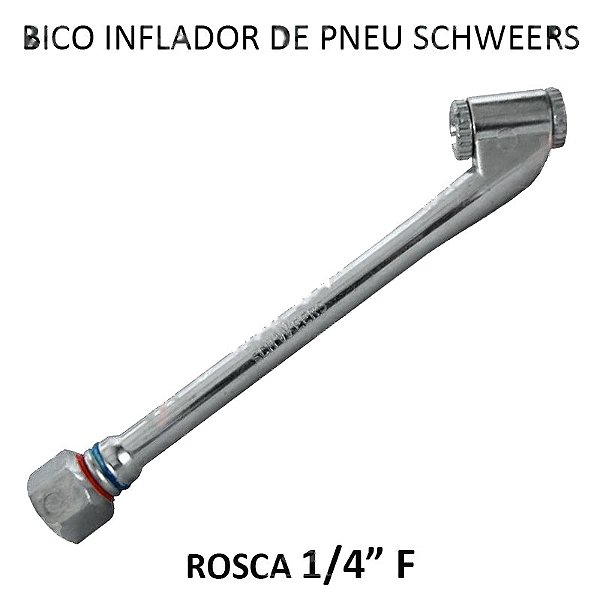 Bico Inflador Pneu Duplo Longa - 1/4 Fêmea