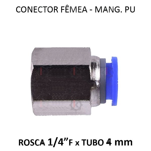 Conexão PU - 4mm x 1/4 F BSP - PF414