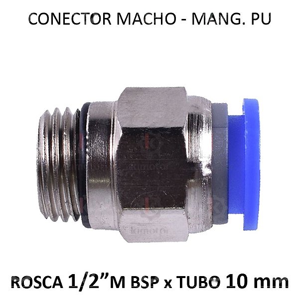 Conexão PU - 10mm x 1/2 M BSP - PM1012