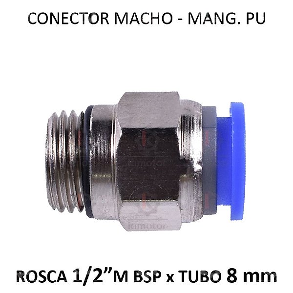 Conexão PU - 8mm x 1/2 M BSP - PM812