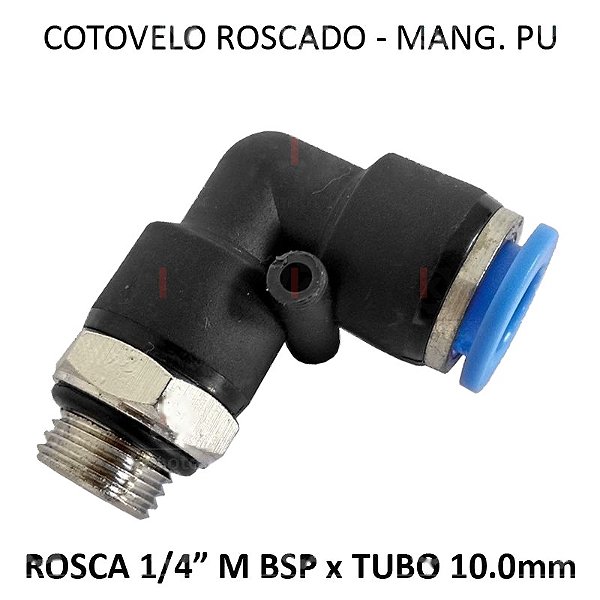 Cotovelo PU x Macho - 10mm x 1/4 BSP - PC1014M