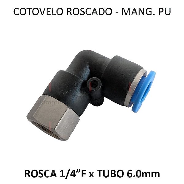 Cotovelo PU x Fêmea - 6mm x 1/4 BSP - PC614F