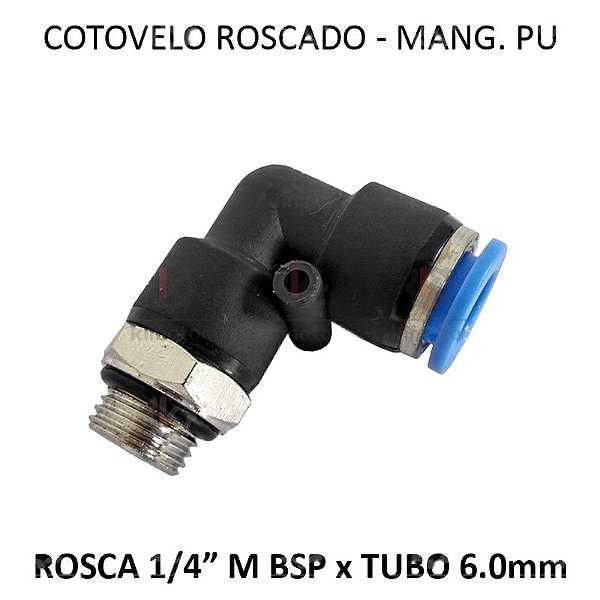Cotovelo PU x Macho - 6mm x 1/4 BSP - PC614M