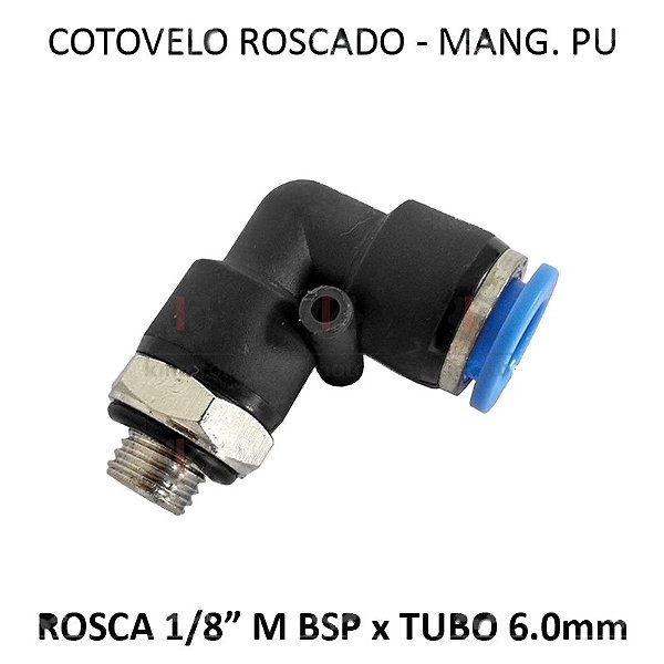 Cotovelo PU x Macho - 6mm x 1/8 BSP - PC618M