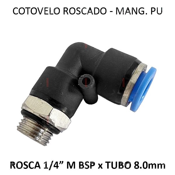 Cotovelo PU x Macho - 8mm x 1/4 BSP - PC814M
