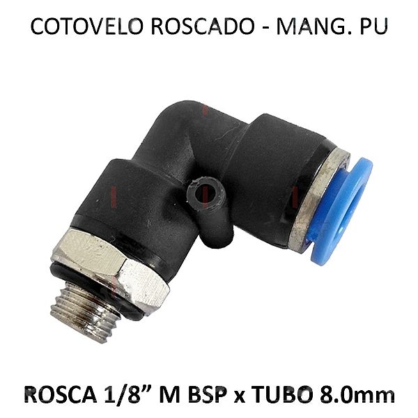 Cotovelo PU x Macho - 8mm x 1/8 BSP - PC818M
