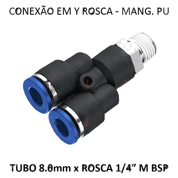 Conexão Y PU - 8mm x 1/4 M BSP - PY814M