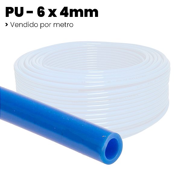 Mangueira Compressor PU Azul - 6 x 4mm - Por Metro