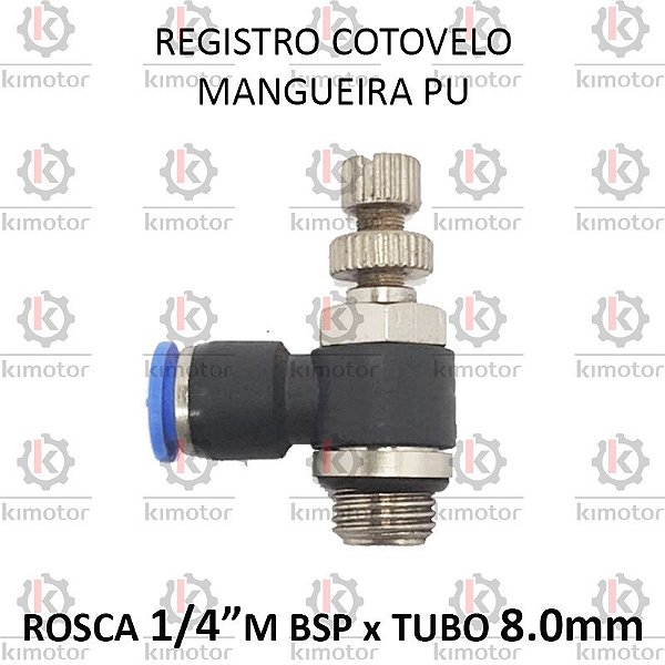 Valvula Registro PU x Rosca - 8mm x 1/4 M BSP (728911)