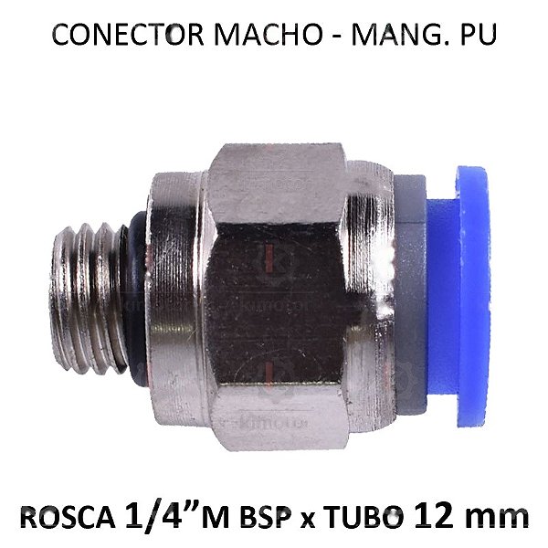 Conexão PU - 12mm x 1/4 M BSP - PM1214
