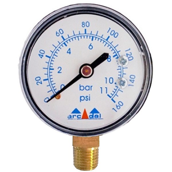Manometro Vertical - em Aço - Rosca 1/8 - 160psi ou 11bar - 52mm (729543)