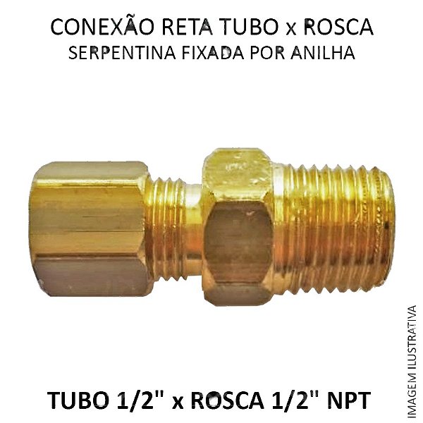 Conexão Reta - Anilha x Rosca M - 1/2 x 1/2 NPT (001020)