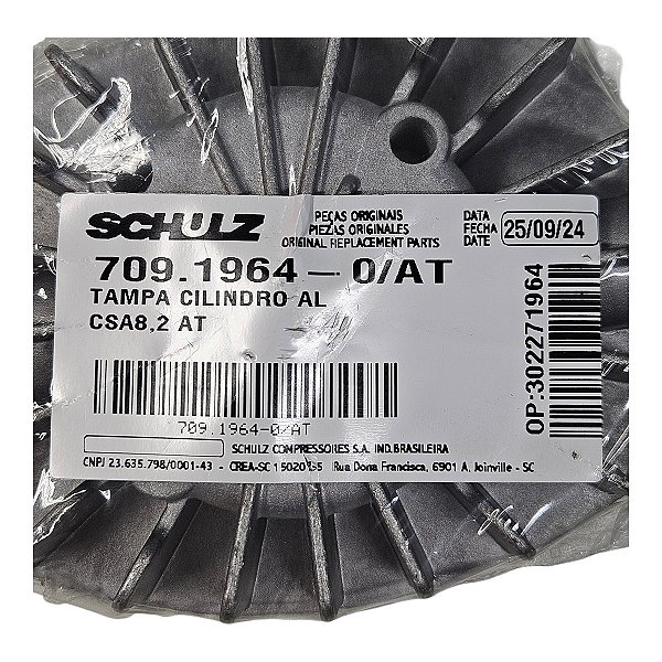 Tampa do Cilindro Compressor Schulz CSA 8.2 / CSI 8.5 Pratic Air / MSI 7.6 (709.1964-0/AT) - P2.B19