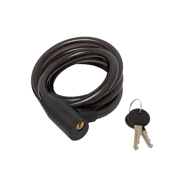 Cadeado de Aço 12mm x 1500mm - Preto - Sem Suporte - Com 2 chaves