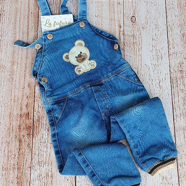 Jardineira jeans bebê - La Fofura - Enxoval de bebê e Bolsas de Maternidade