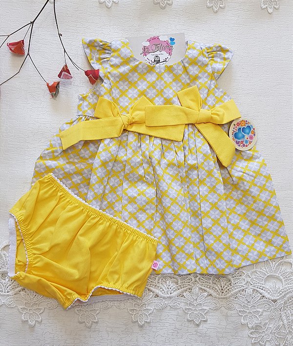 Vestido amarelo P - tamanho 1 a 4 meses - La Fofura - Enxoval de bebê e  Bolsas de Maternidade