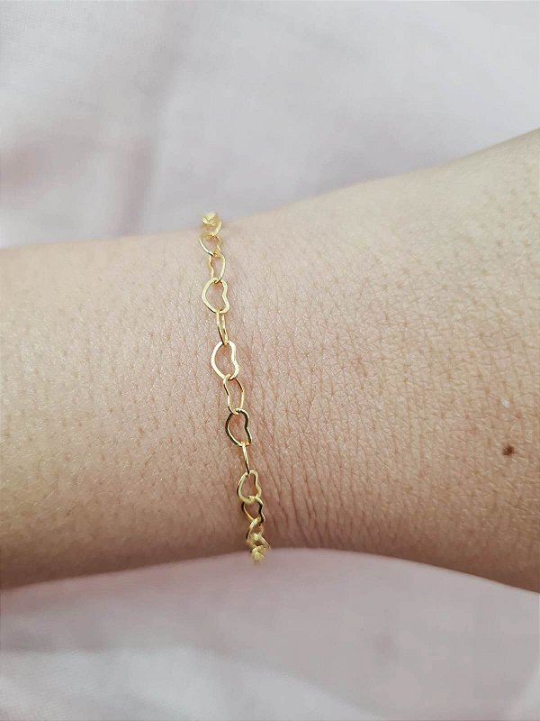 Pulseira Corações Dourado
