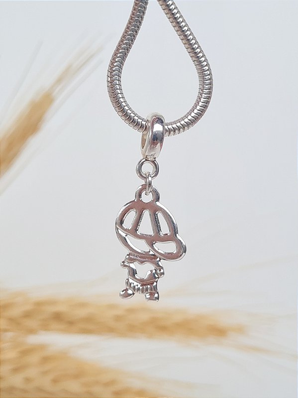 Berloque com pingente de menino banhado a prata