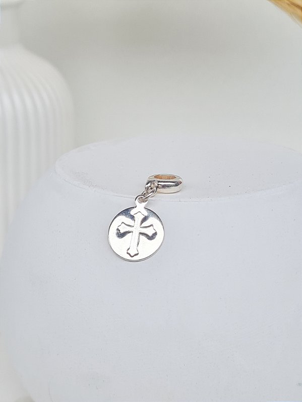 Berloque Medalha Cruz Prata