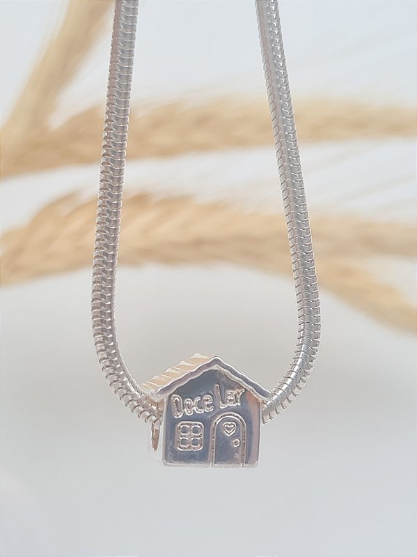 Berloque passante Lar doce lar banhado a prata