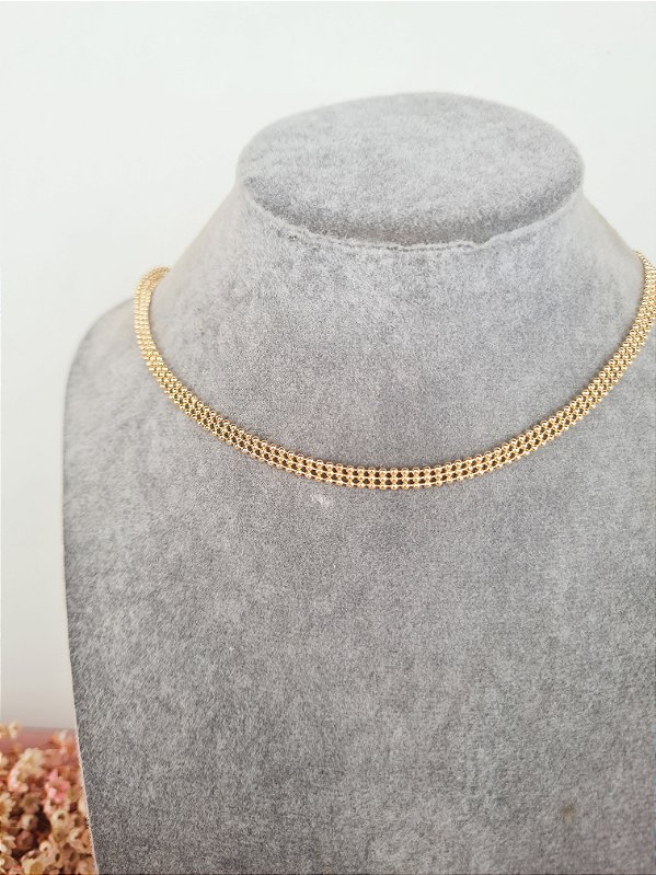 Choker dourada de bolinhas