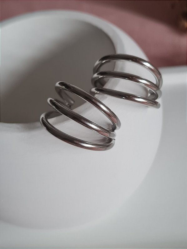 Brinco 3 voltas prateado Aço inox