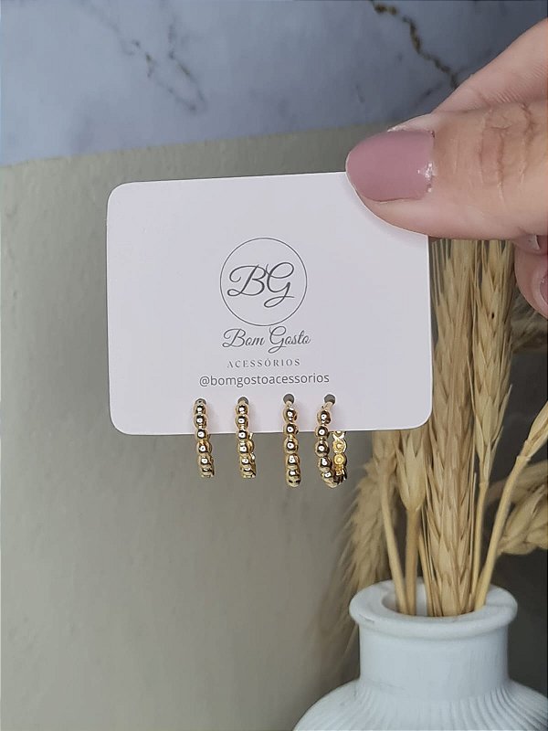 Duo Argolas Bolinha Dourado
