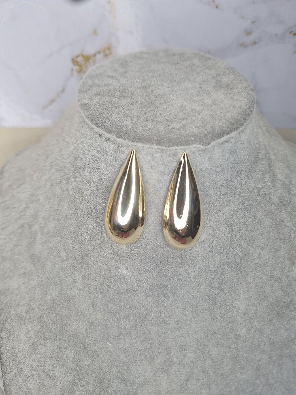 Brinco gota alongado dourado