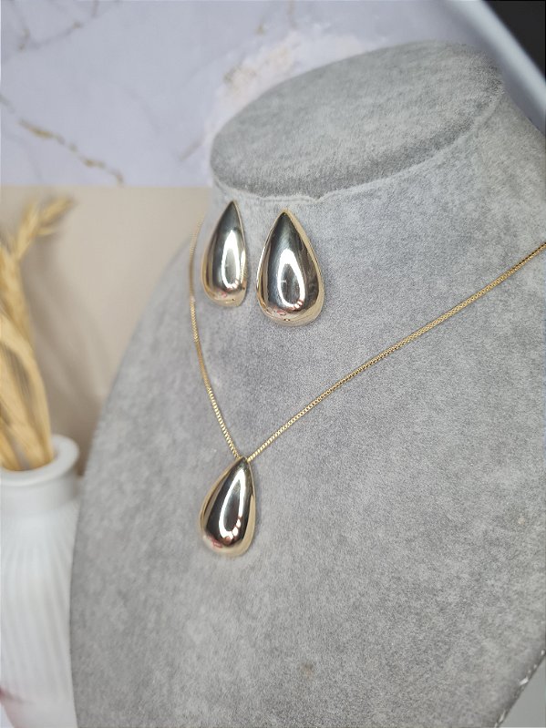 Conjunto gota dourado