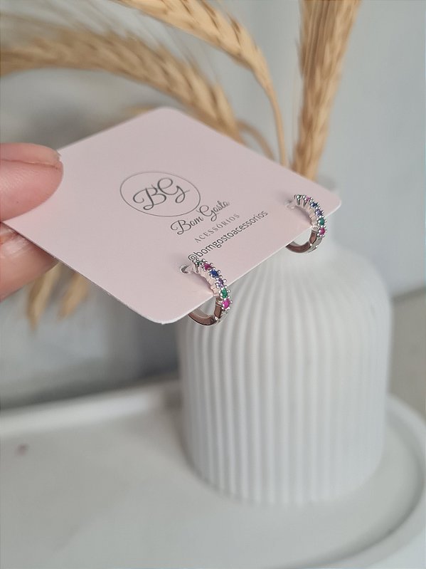 Argolinha cravejada prata tamanho P