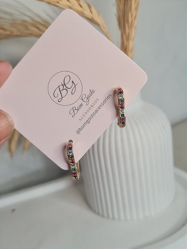 Argolinha de coração cravejado tamanho G dourado